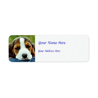 Basset Puppy Resting - Bruin zwart-wit Etiket