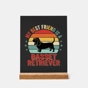 Basset Retriever Retro Zonsondergang Hond Acryl Bord
