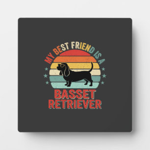 Basset Retriever Retro Zonsondergang Hond Fotoplaat