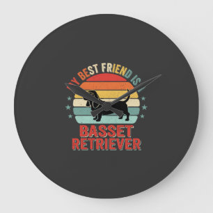 Basset Retriever Retro Zonsondergang Hond Grote Klok