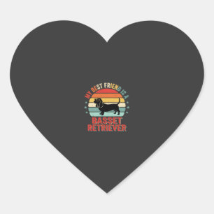 Basset Retriever Retro Zonsondergang Hond Hart Sticker