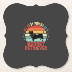 Basset Retriever Retro Zonsondergang Hond Kartonnen Onderzetters