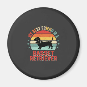 Basset Retriever Retro Zonsondergang Hond Magneet