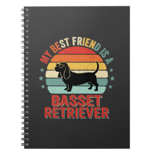 Basset Retriever Retro Zonsondergang Hond Notitieboek