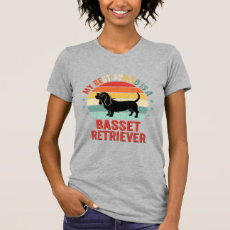 Basset Retriever Retro Zonsondergang Hond T-shirt