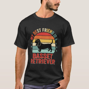 Basset Retriever Retro Zonsondergang Hond T-shirt
