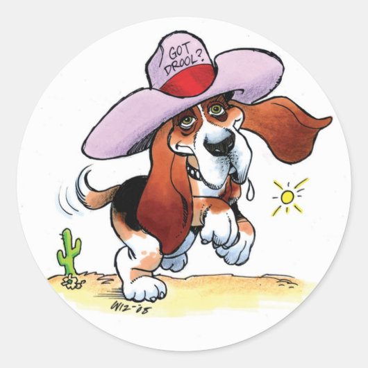 Basset s'est fait drool ? Grand Sticker (Devant)