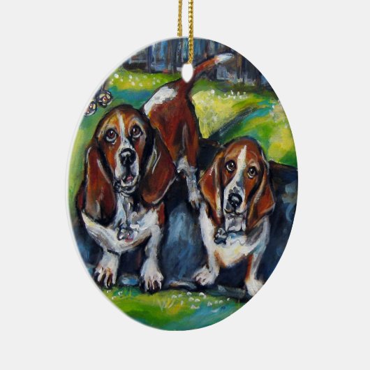 Bassets Murphy en Maddy Keramisch Ornament (Rechts)