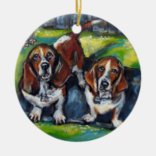 Bassets Murphy en Maddy Keramisch Ornament