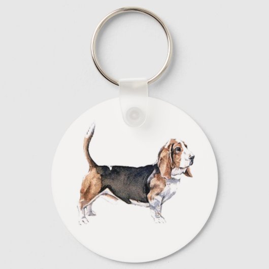 Bassett Hound-toetsenbord Sleutelhanger (Voorkant)