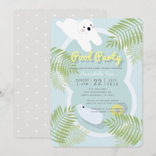 Bassin d'ours polaire Baby shower bleu Invitation