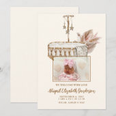 Bassinet Foto geboorteaankondiging Kaart (Voorkant / Achterkant)