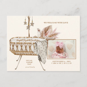 Bassinet Pampas Foto geboorteaankondiging Briefkaart