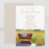  Bassinet Waterverf Baby shower Kaart (Voorkant / Achterkant)