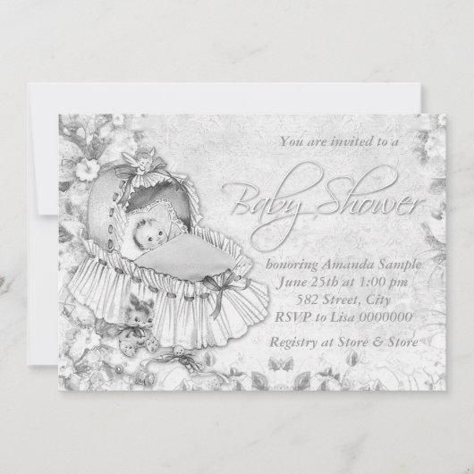 Bassinet  wit Baby shower Kaart (Voorkant)