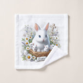 Bassins blancs de Pâques, marguerites et croix (Gant de toilette)