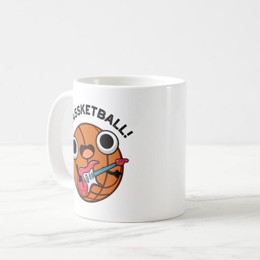 Bassketball Funny Basketball Music Pun Koffiemok (Voorkant links)
