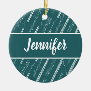 Basson Player Music Gift Custom Personated Blue Keramisch Ornament