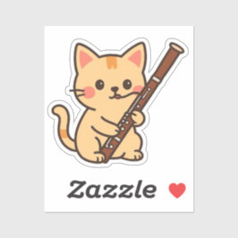Bassoon Cat Illustration Sticker