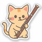 Bassoon Cat Illustration Sticker (Voorkant)