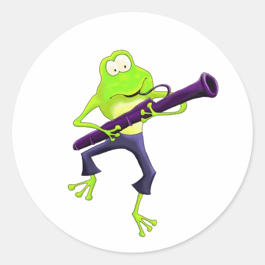 Bassoon Frog Ronde Sticker (Voorkant)