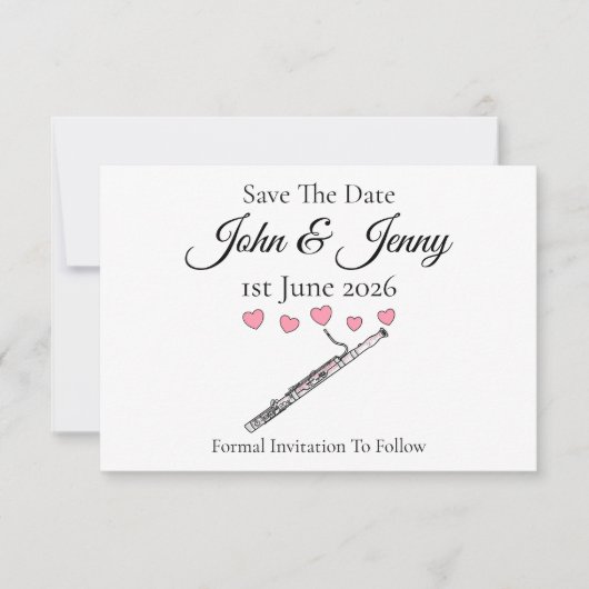 Bassoon Muzikant bruiloft Save the Date (Voorkant)