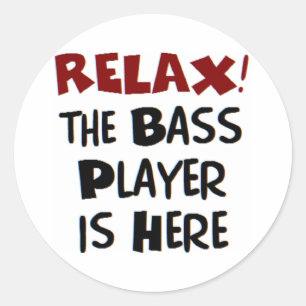 basspeler hier ronde sticker