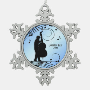 Bassspeler Blauw Persoonlijke naam en datum Tin Sneeuwvlok Ornament