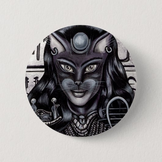 Bast Cat Goddess Egyptian Ronde Button 5,7 Cm (Voorkant)