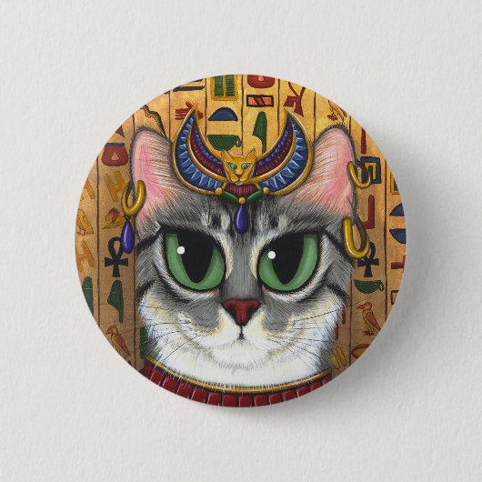 Bast Goddess Egyptian Bastet Cat Art Button (Voorkant)