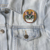 Bast Goddess Egyptian Bastet Cat Art Button (In situ)