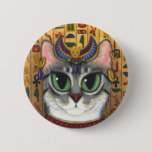 Bast Goddess Egyptian Bastet Cat Art Button