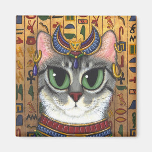 Bast Goddess, Egyptian Bastet Cat Art Magnet Magneet
