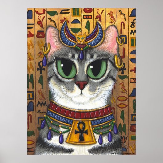 Bast Goddess, Egyptisch Poster voor gebastetenkat (Voorkant)