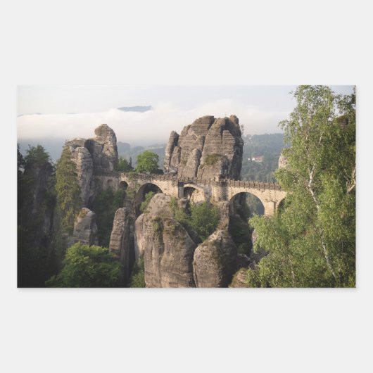 Bastei Bridge in Duitsland rechthoek sticker (Voorkant)