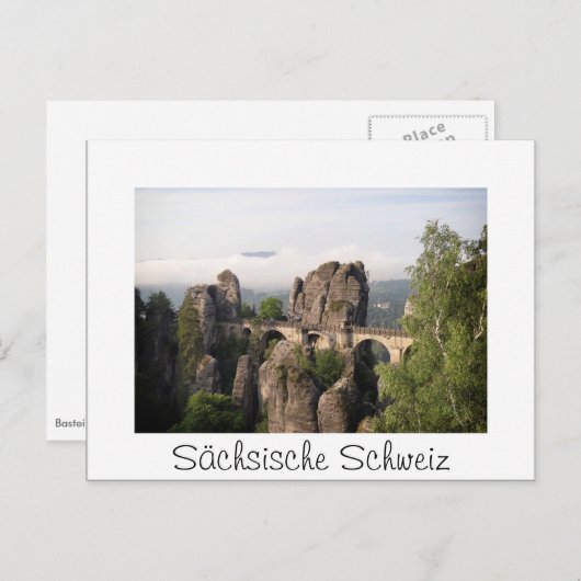 Bastei Bridge in Sächsische Schweiz White briefkaa Briefkaart (Voorkant / Achterkant)