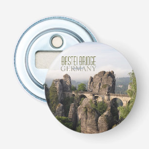 Bastei-brug in Saksische Zwitserland tekst Button Flesopener