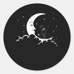 Bastet Ancient Egypt Cat Gothic Moon Crescent Ronde Sticker