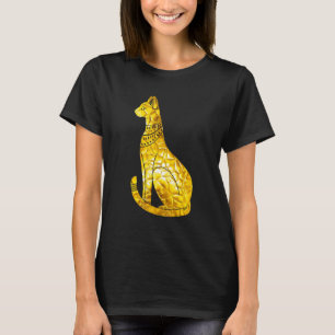 Bastet Cat Egyptian Golden Polygon Hieroglyph Arch T-shirt