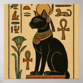 Bastet Cat Goddess Hieroglyphic Poster (Voorkant)