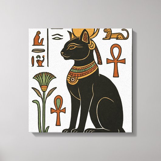 Bastet Chat Goddess Hiéroglyphe Toile (Recto)