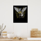 Bastet Egyptische kat Goddess Ankh Hieroglyphs Poster (Keuken)