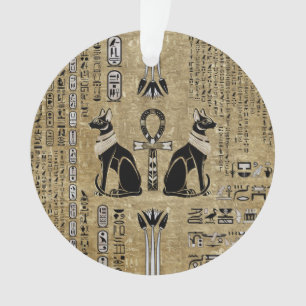 Bastet - Egyptische katten en Ankh Cross Ornament