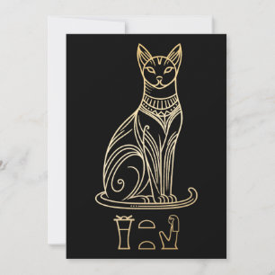 Bastet, Egyptische Kattengodin. Naam in hiëroglief Bedankkaart