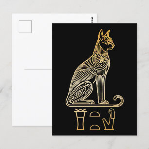 Bastet, Egyptische Kattengodin. Naam in hiëroglief Briefkaart