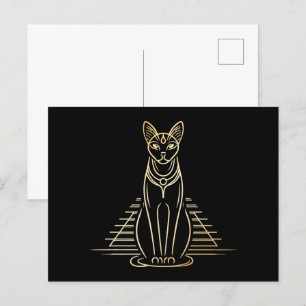 Bastet, Egyptische Kattengodin voor een piramide Briefkaart
