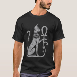 Bastet kat goddess oud Egyptisch ankh distressed T-shirt