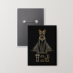 Bastet met naam in hiërogliefen en Egyptische pira Button