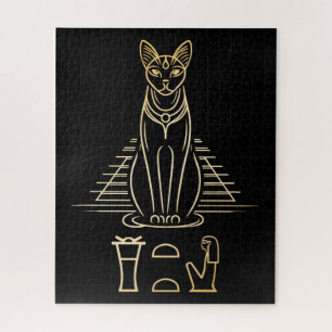 Bastet met naam in hiërogliefen en Egyptische pira Legpuzzel