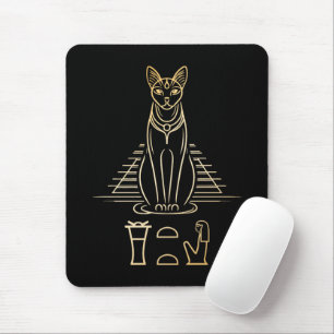 Bastet met naam in hiërogliefen en Egyptische pira Muismat